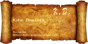 Kohr Dominik névjegykártya